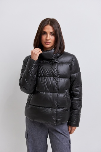 Jacket with a stand-up collar on buttons