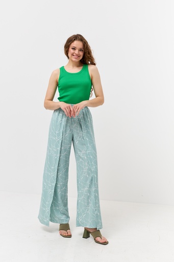 Pants with wrap-effect imitation