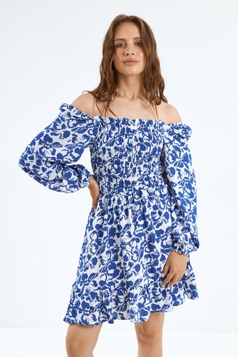 Rochie cu bust elastic si volan la baza