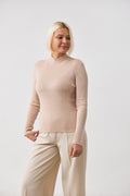 Helancă din tricot reiat cu guler înalt