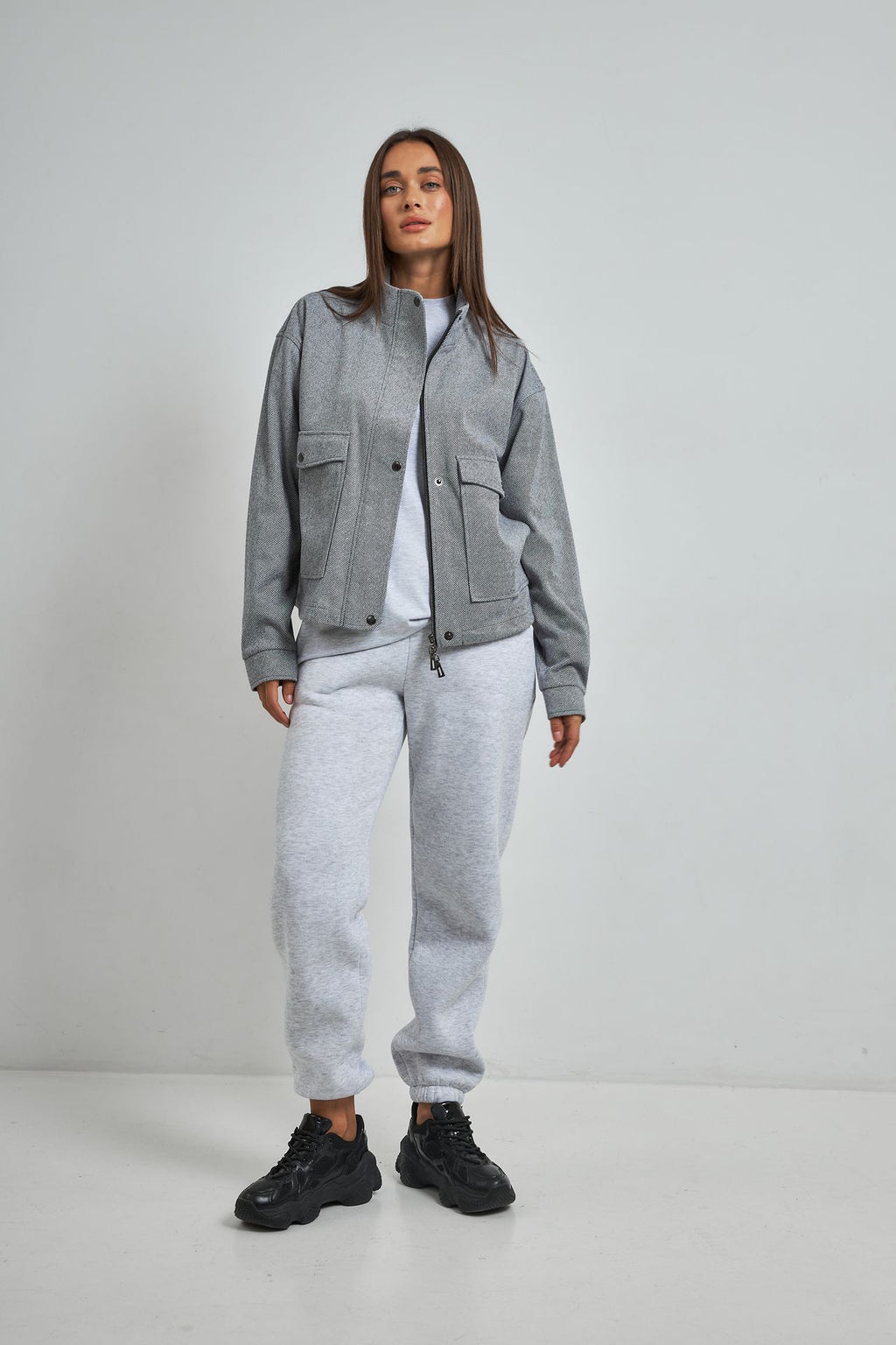 Sacou casual cu fermoar