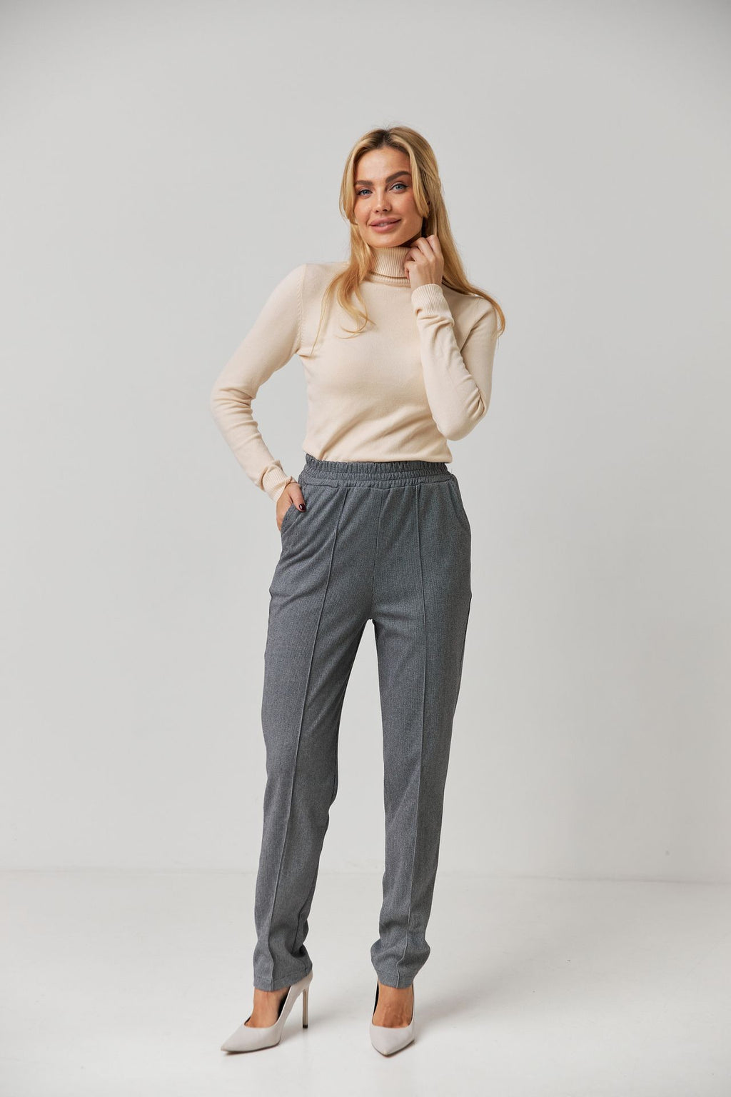 Pantaloni casual cu talie elastică