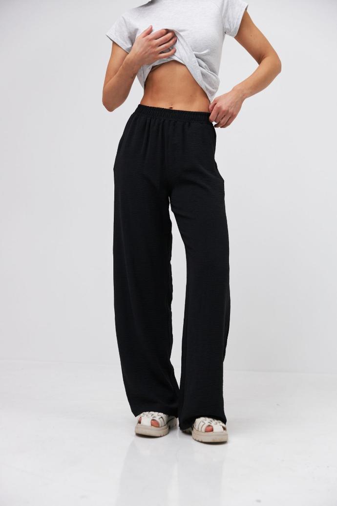 Pantaloni din crep cu talie elastică