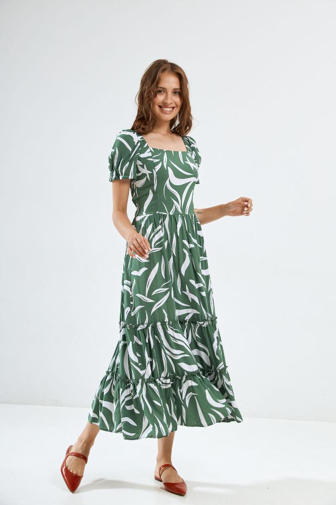 Rochie midaxi de vară cu trei volane