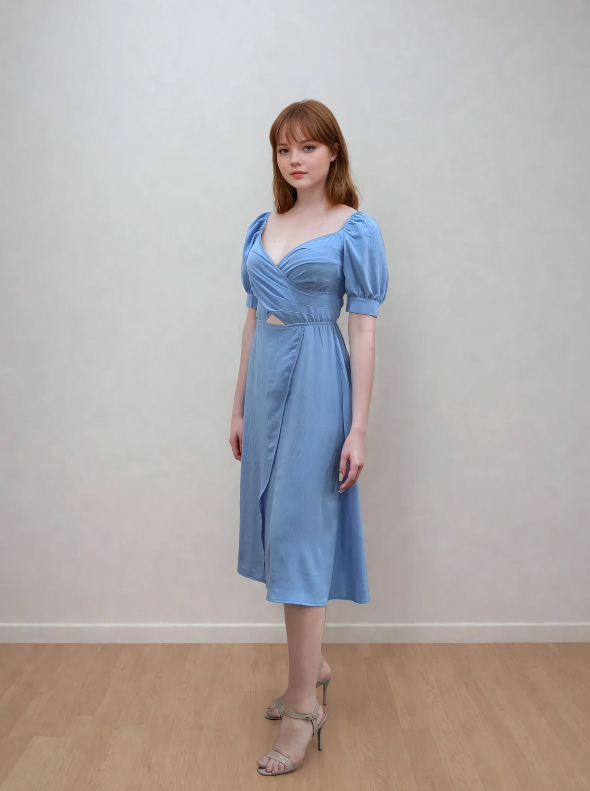 Rochie midi de vară cu bust petrecut
