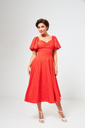 Rochie midi de ocazie cu mâneci clopot