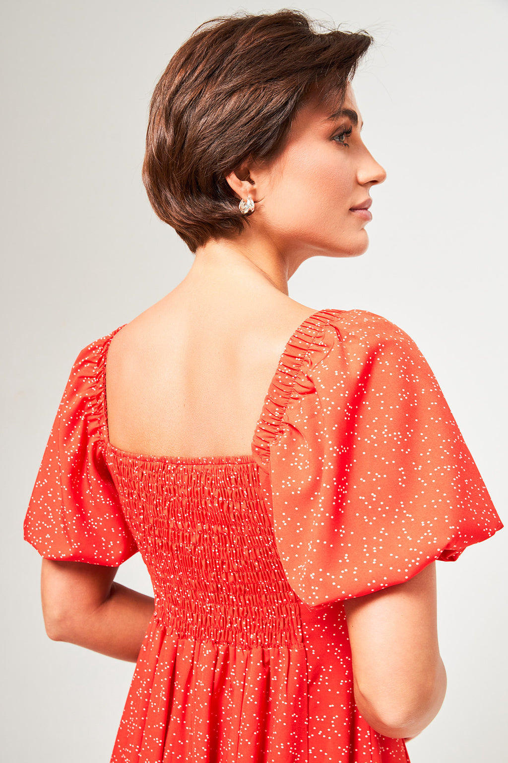 Rochie midi de ocazie cu mâneci clopot