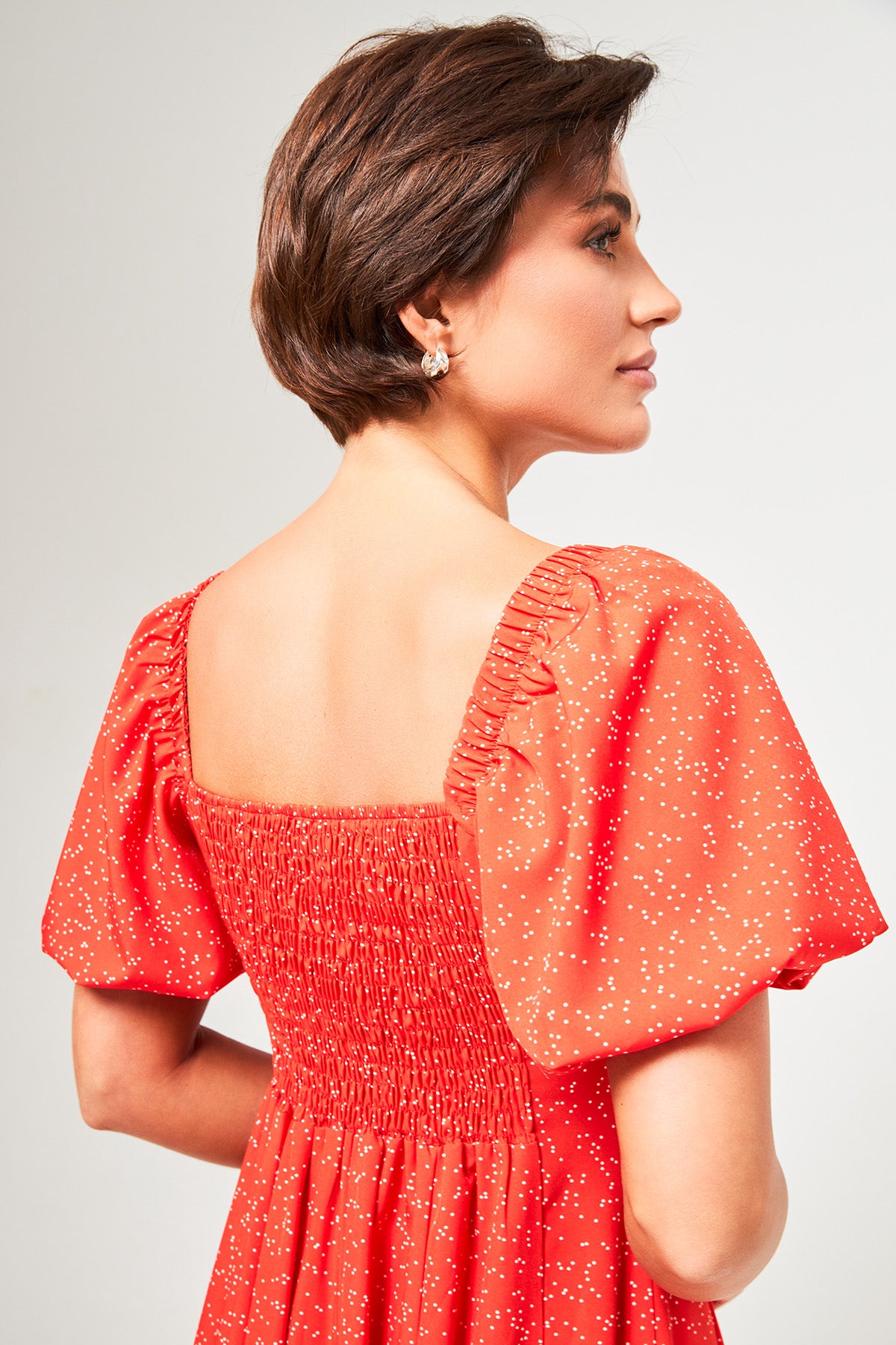 Rochie midi de ocazie cu mâneci clopot