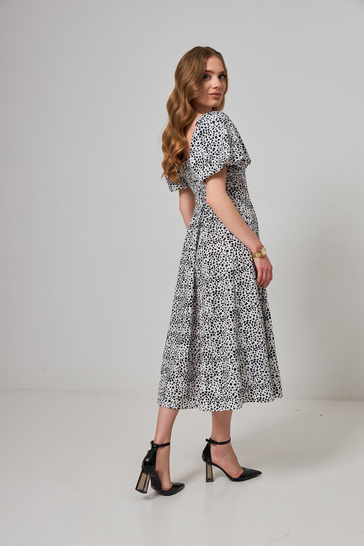 Rochie midaxi de ocazie cu mâneci clopot
