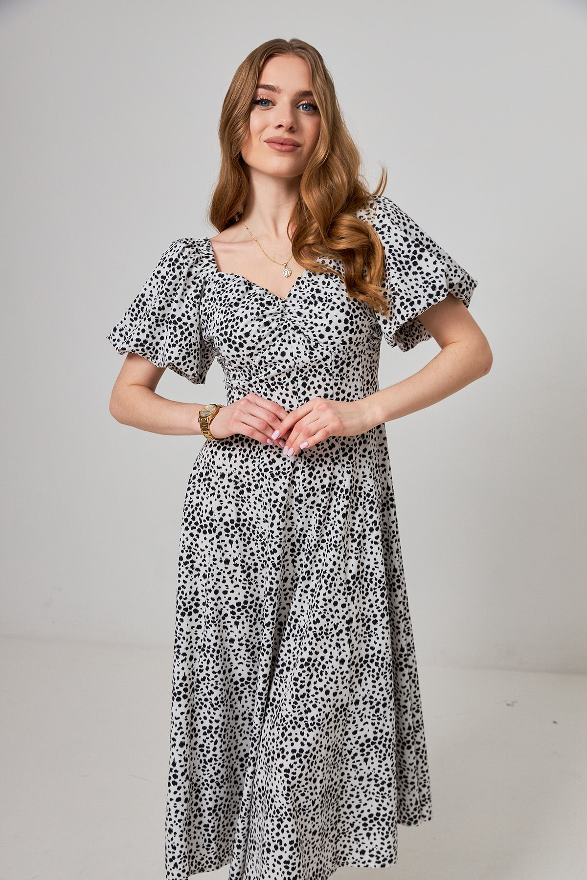 Rochie midaxi de ocazie cu mâneci clopot