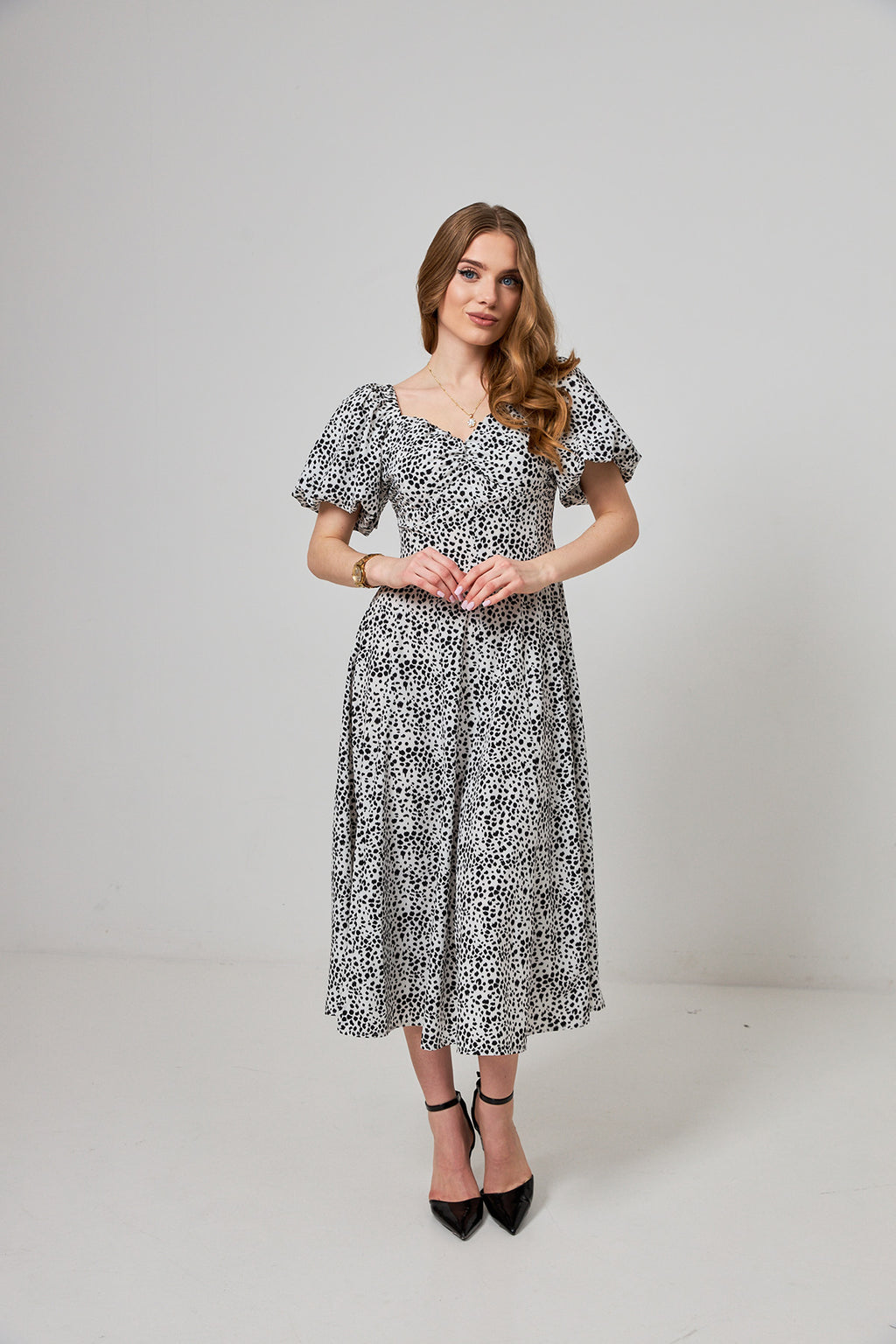 Rochie midaxi de ocazie cu mâneci clopot