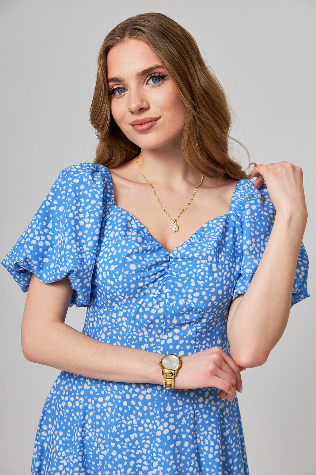 Rochie midaxi de ocazie cu mâneci clopot