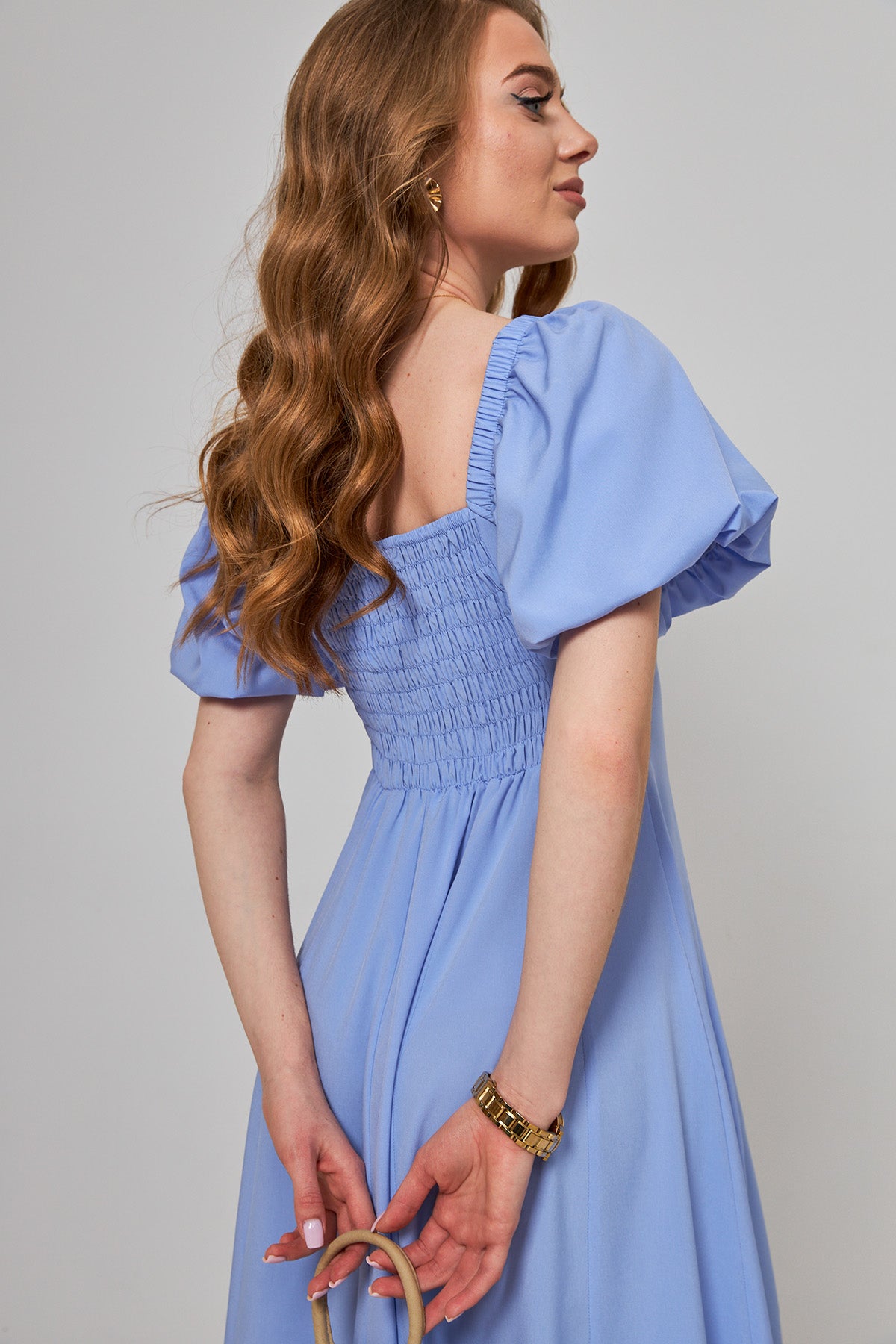 Rochie midaxi de ocazie cu mâneci clopot