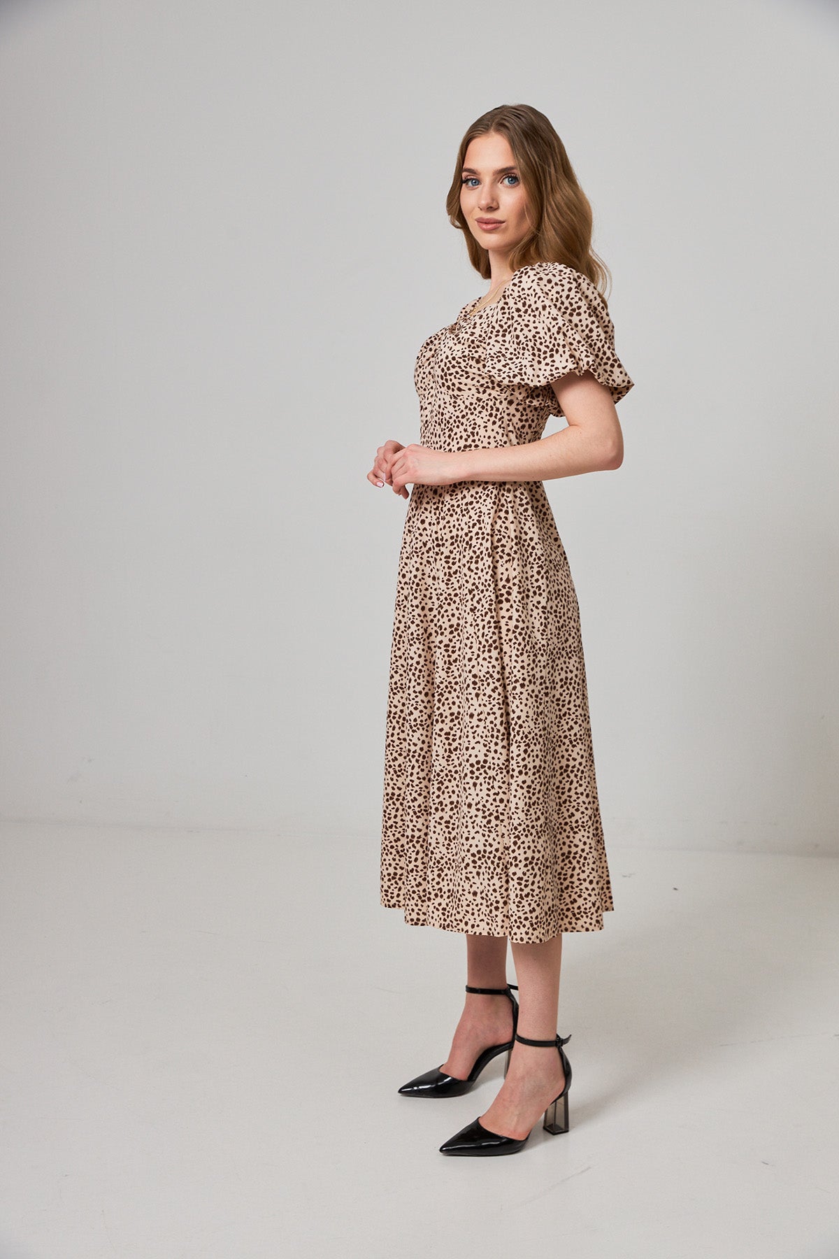 Rochie midaxi de ocazie cu mâneci clopot
