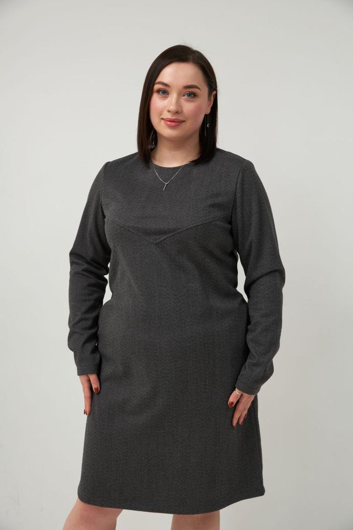 Rochie midi dreaptă din stofă cu cusături decorative