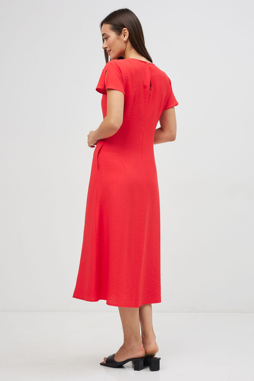 Rochie midi simplă din in