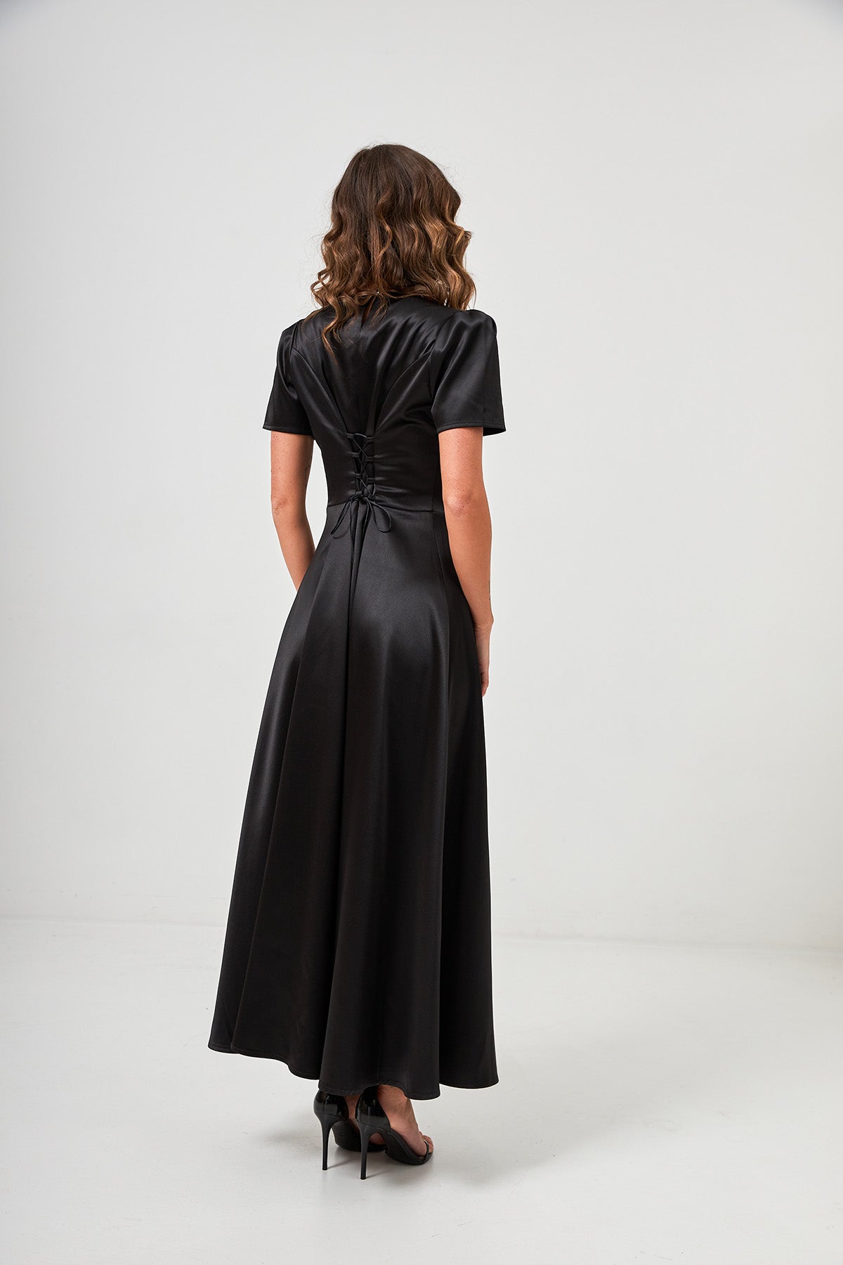 Rochie maxi din satin, de ocazie