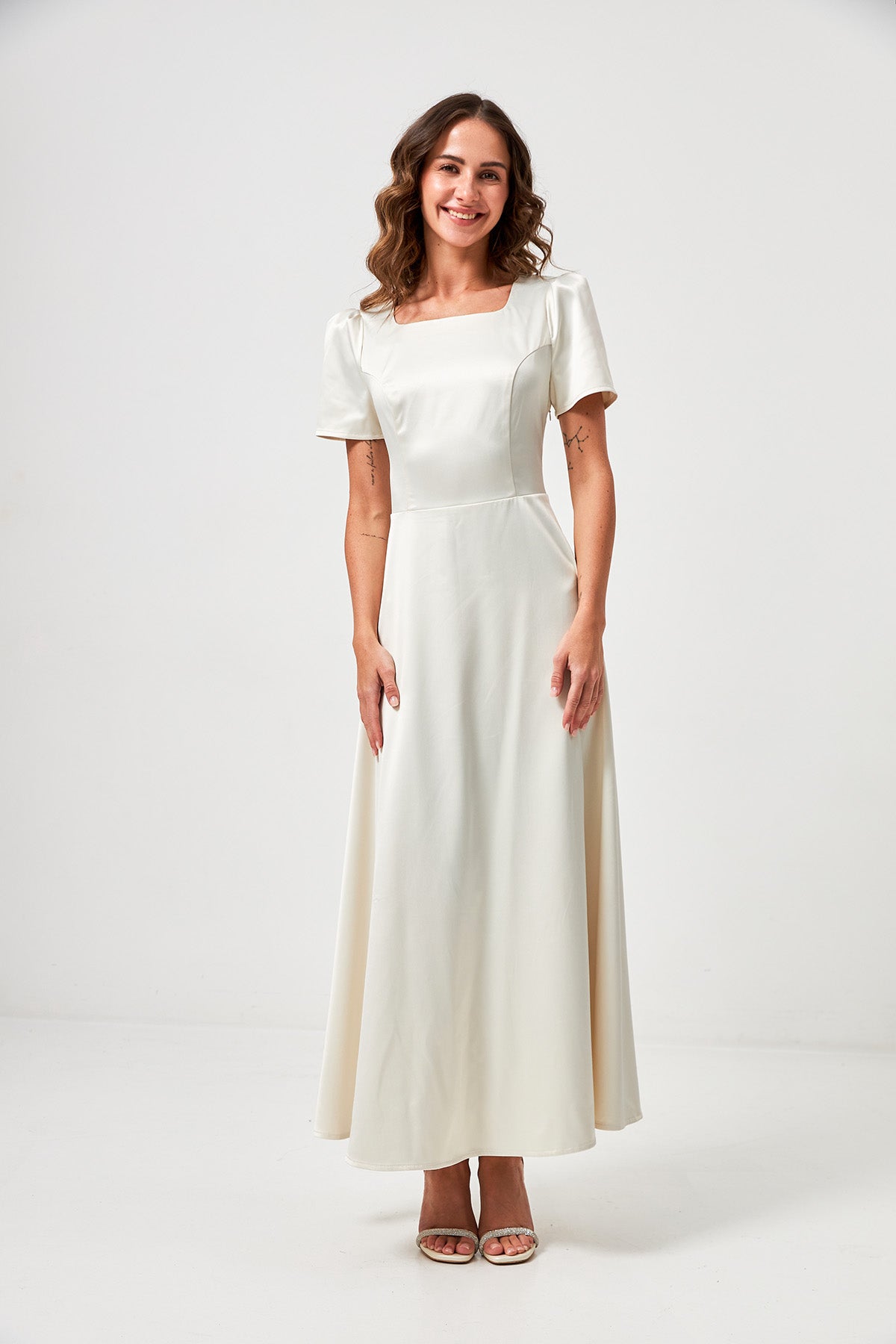 Rochie maxi din satin, de ocazie