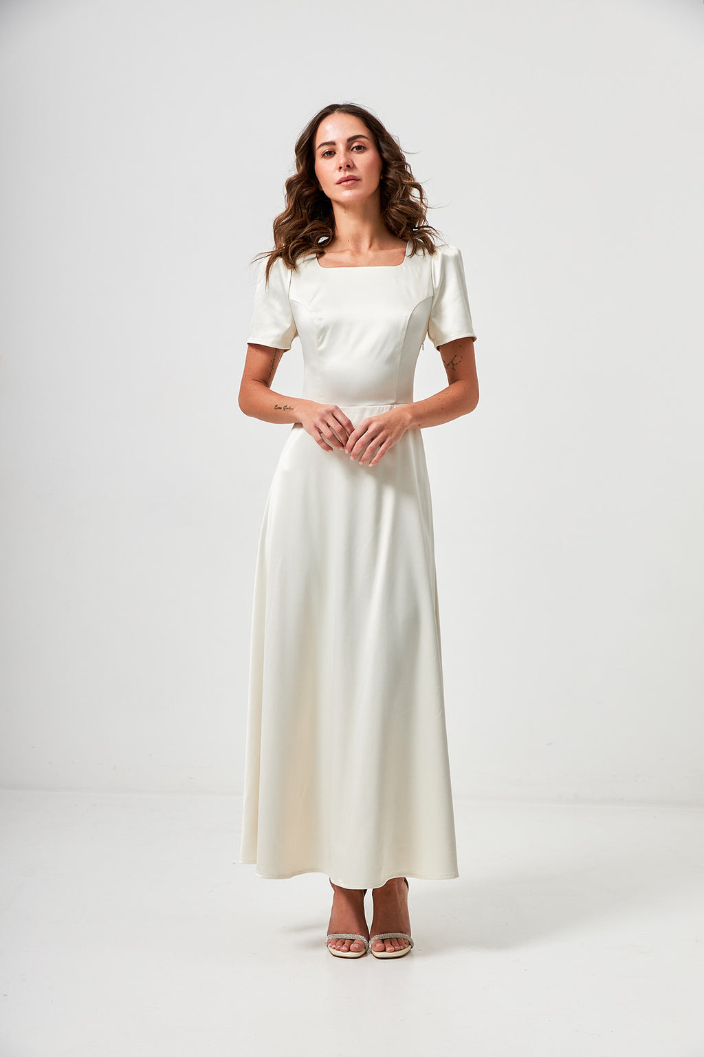 Rochie maxi din satin, de ocazie