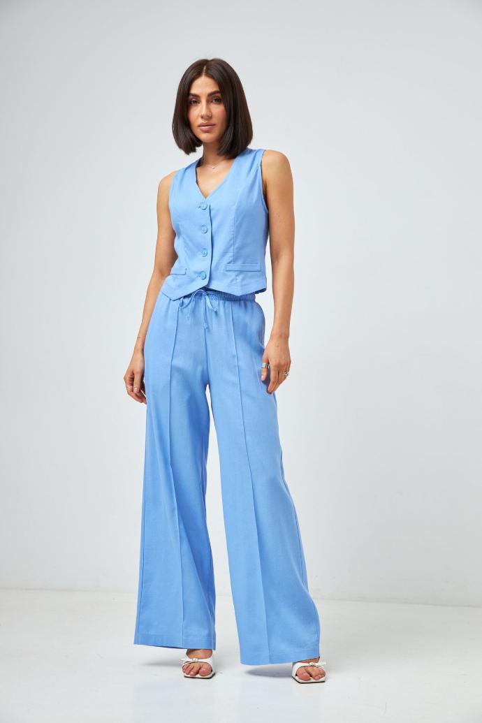 Pantaloni palazzo cu in și talie elastică