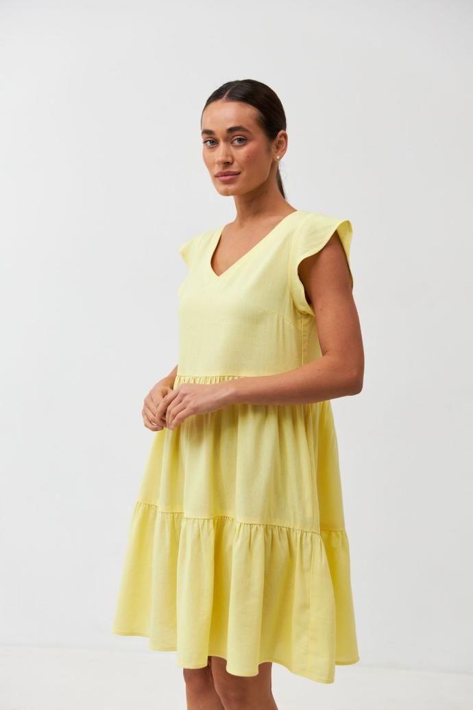 Rochie lejeră din in cu mânecă scurtă