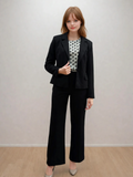 Pantaloni din piele întoarsă cu textură diagonală