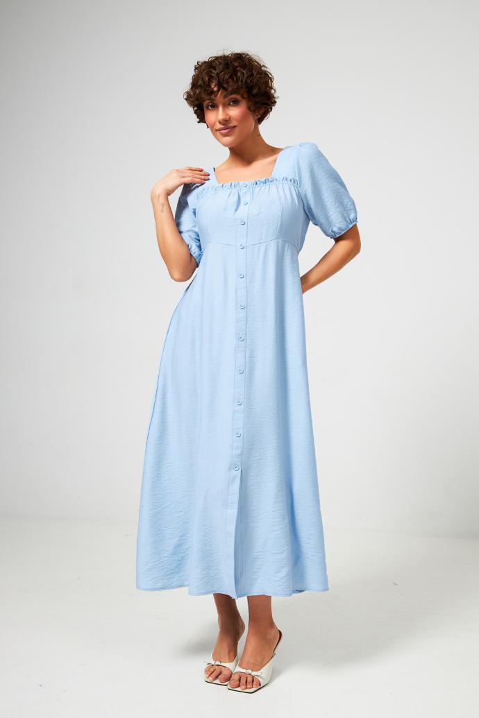 Rochie maxi din in cu nasturi