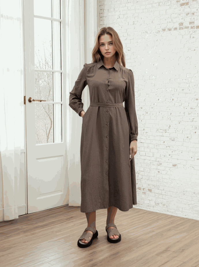 Rochie maxi cu mânecă lungă