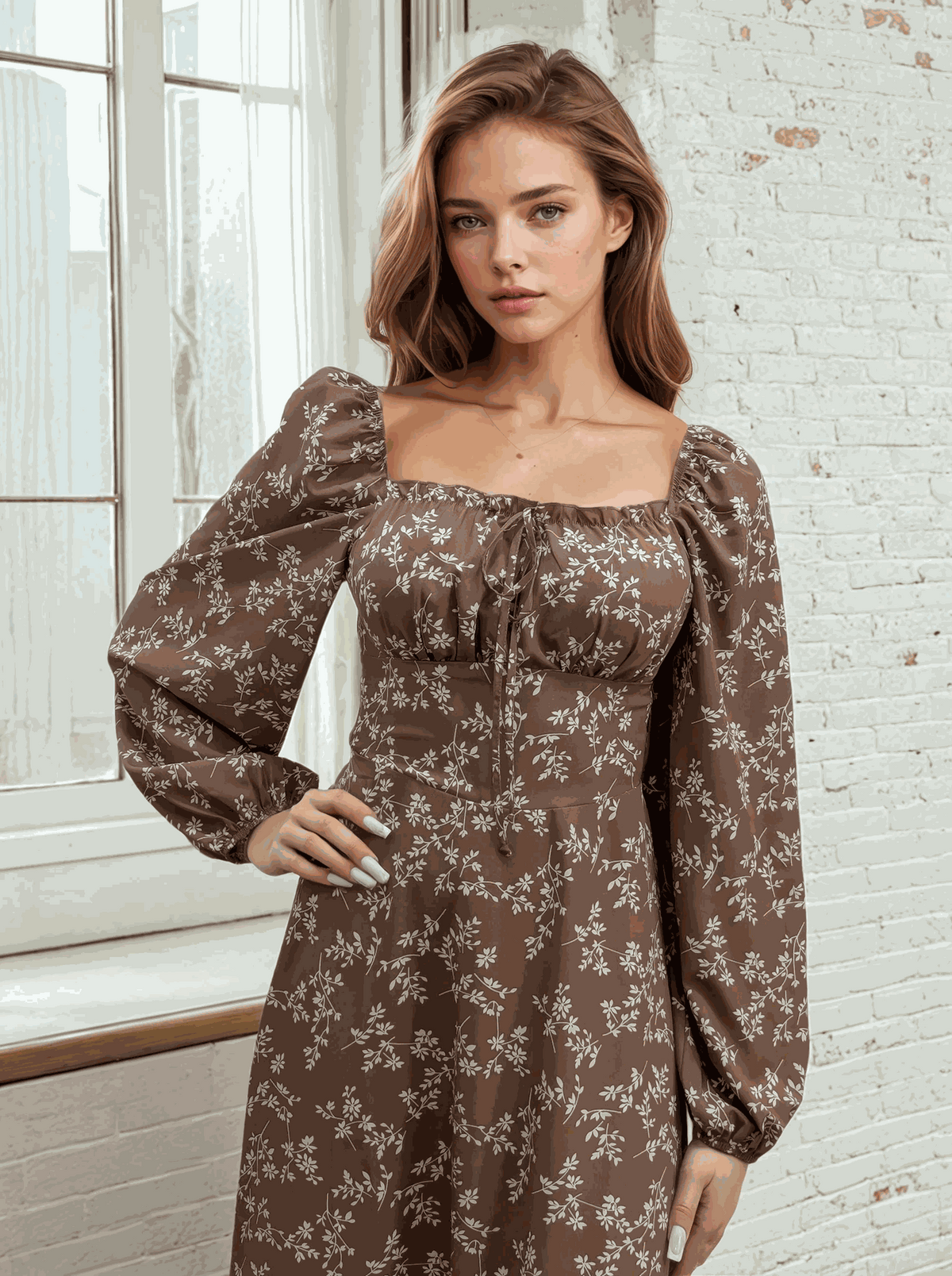 Rochie midaxi de ocazie cu imprimeu floral