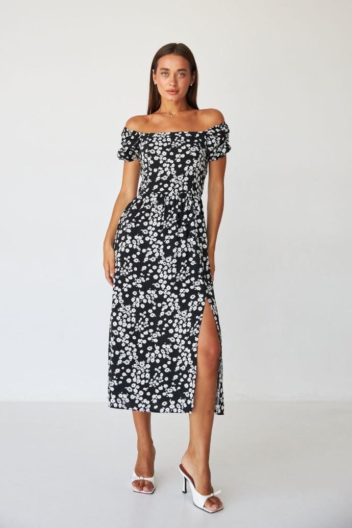 Rochie midi de vară cu șlițuri