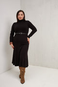 Rochie midaxi cu fustă evazată