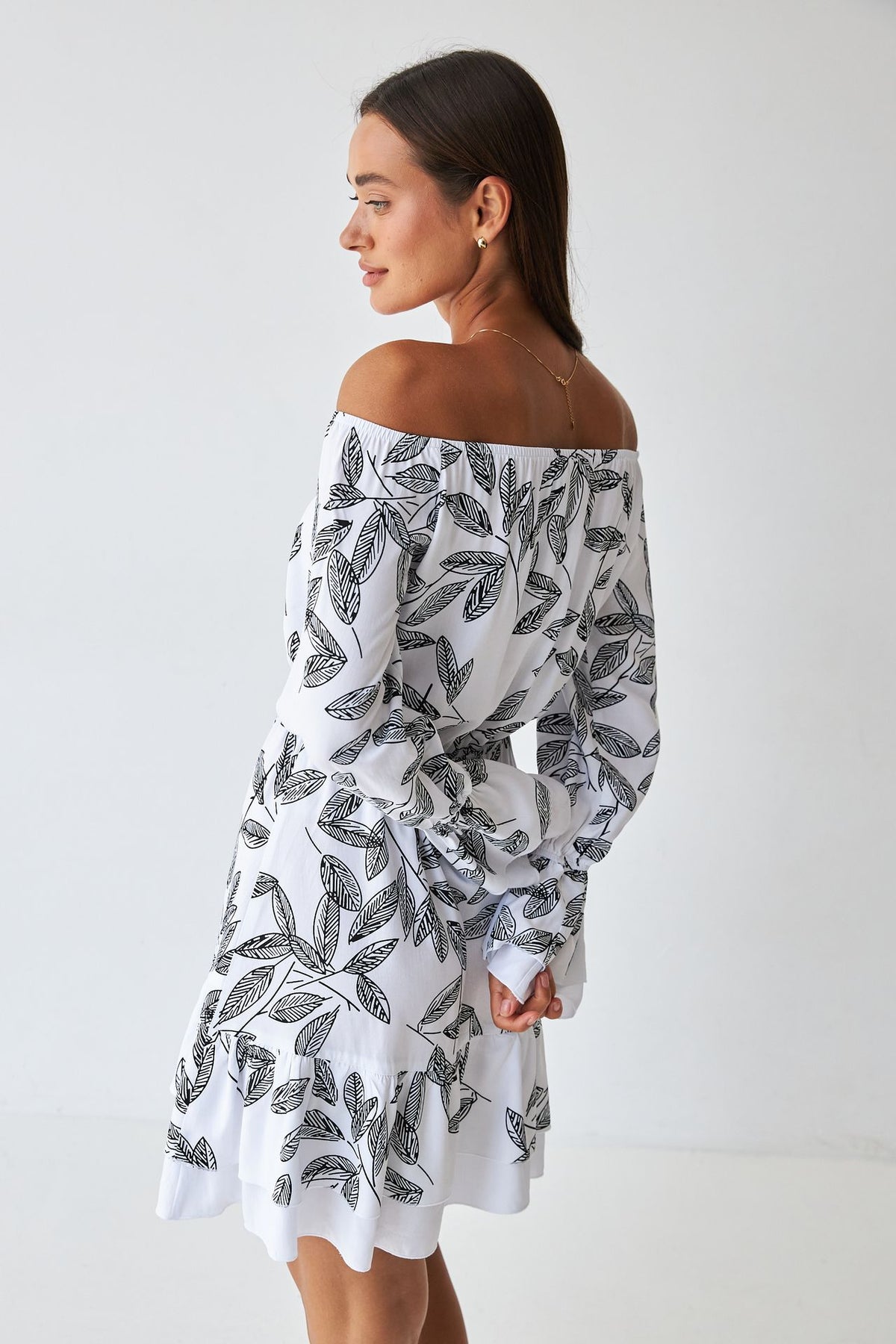 Rochie mini de vară din vâscoză tip ștapel cu bust elastic