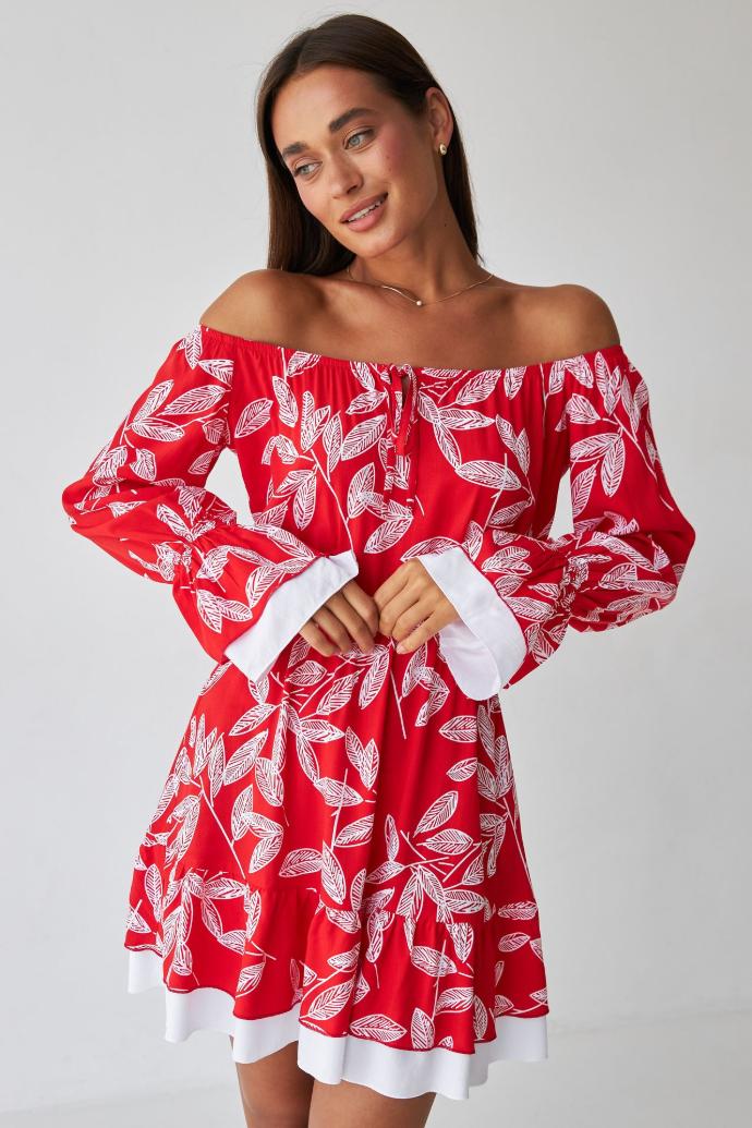 Rochie mini de vară din vâscoză tip ștapel cu bust elastic