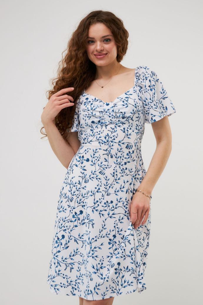 Rochie mini de vară cu mâneci clopot și imprimeu vegetal