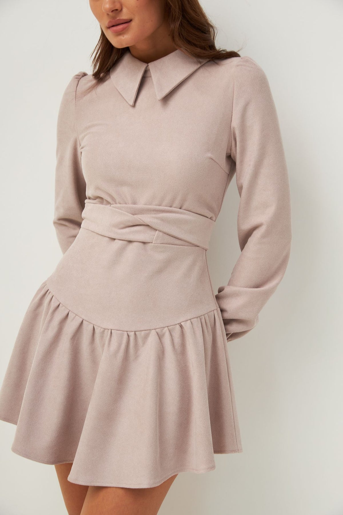 Rochie mini din piele întoarsă