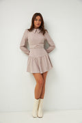 Rochie mini din piele întoarsă
