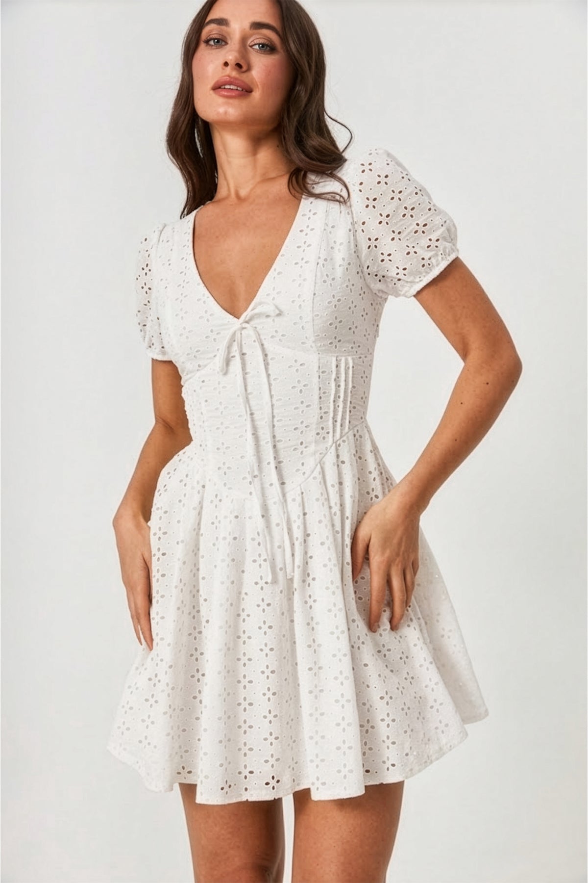 Rochie mini boho din batist