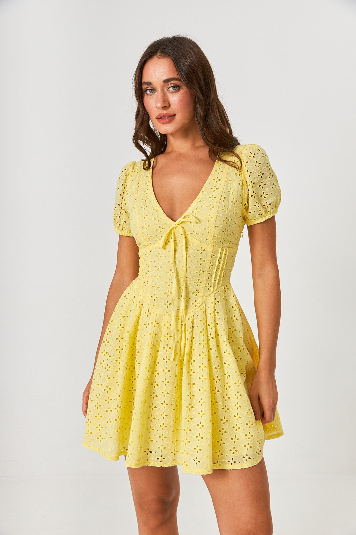 Rochie mini boho din batist