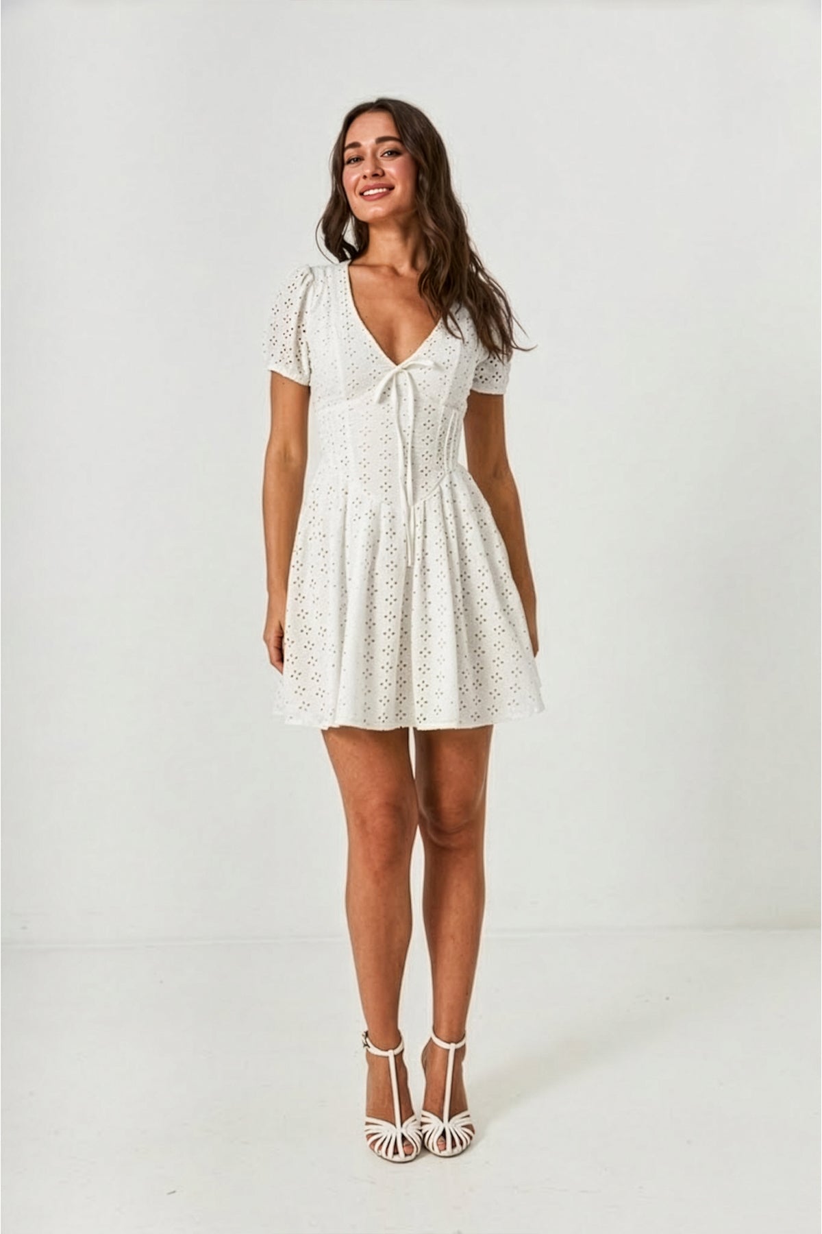 Rochie mini boho din batist