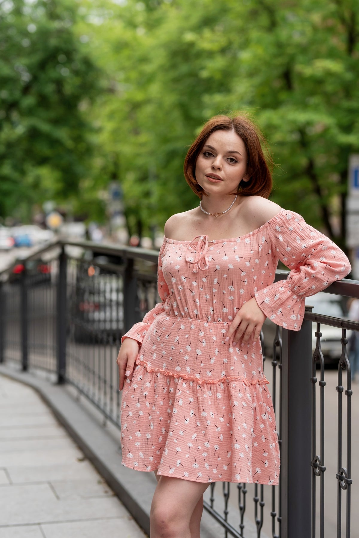 Rochie mini boho din muselină cu bust elastic