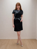 Rochie mini combinată din piele întoarsă și piele ecologică