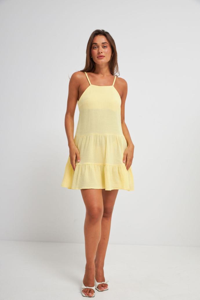Rochie mini din muselină cu bretele subțiri