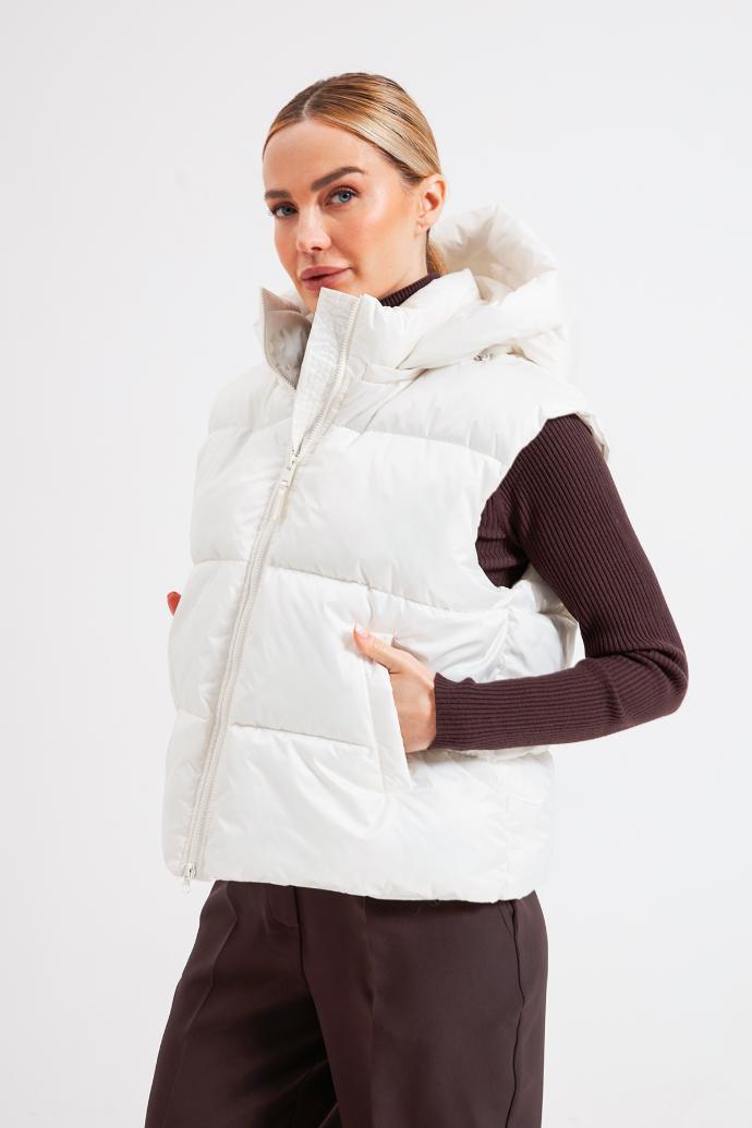 Vestă oversize cu glugă detașabilă