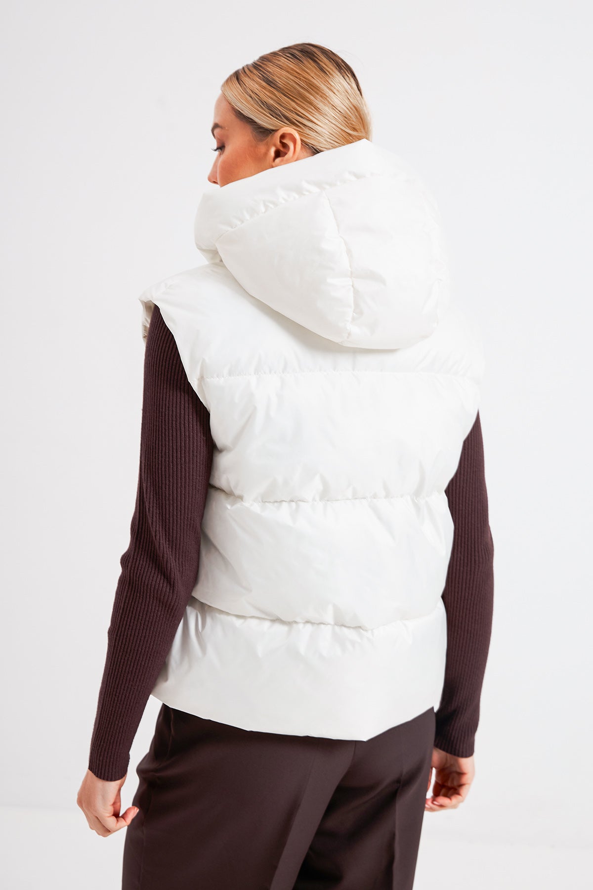 Vestă oversize cu glugă detașabilă