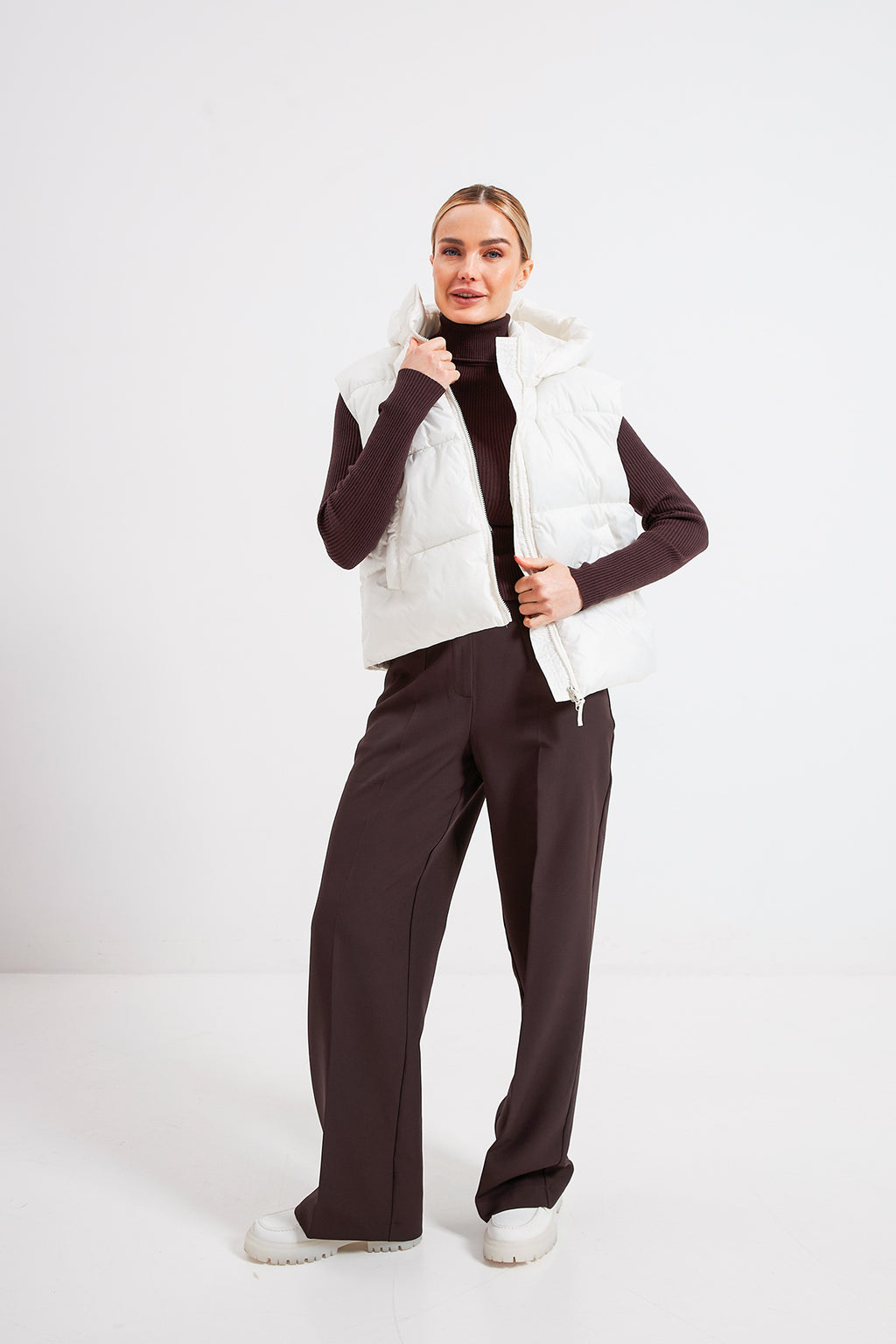 Vestă oversize cu glugă detașabilă