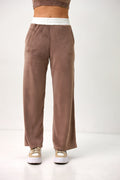 Pantaloni din catifea cu cordon alb