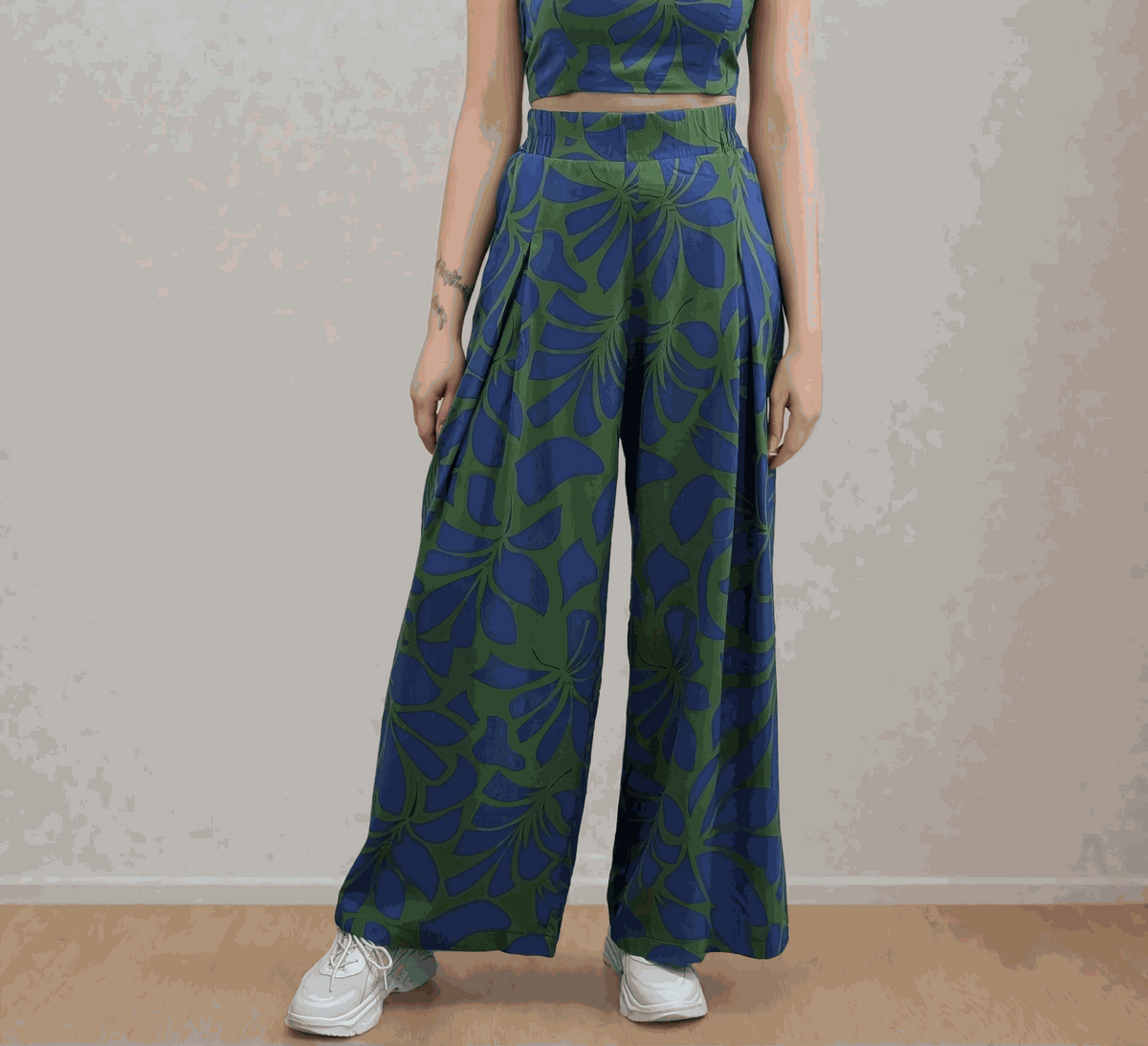 Pantaloni palazzo cu pliuri Peggy