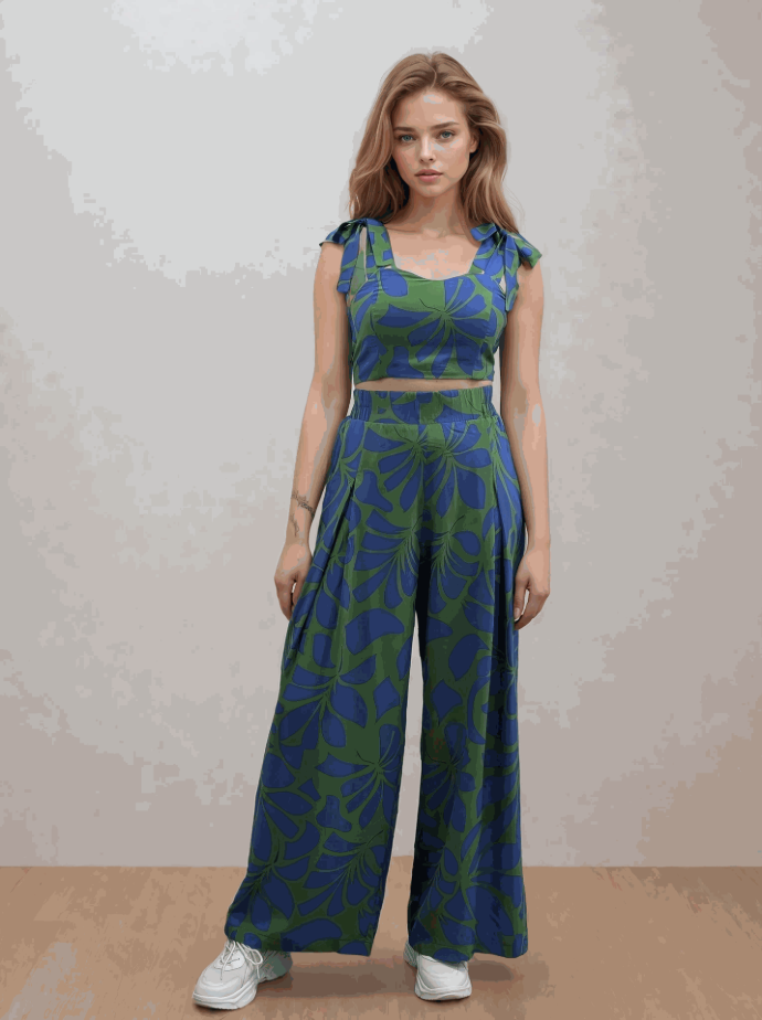 Pantaloni palazzo cu pliuri Peggy