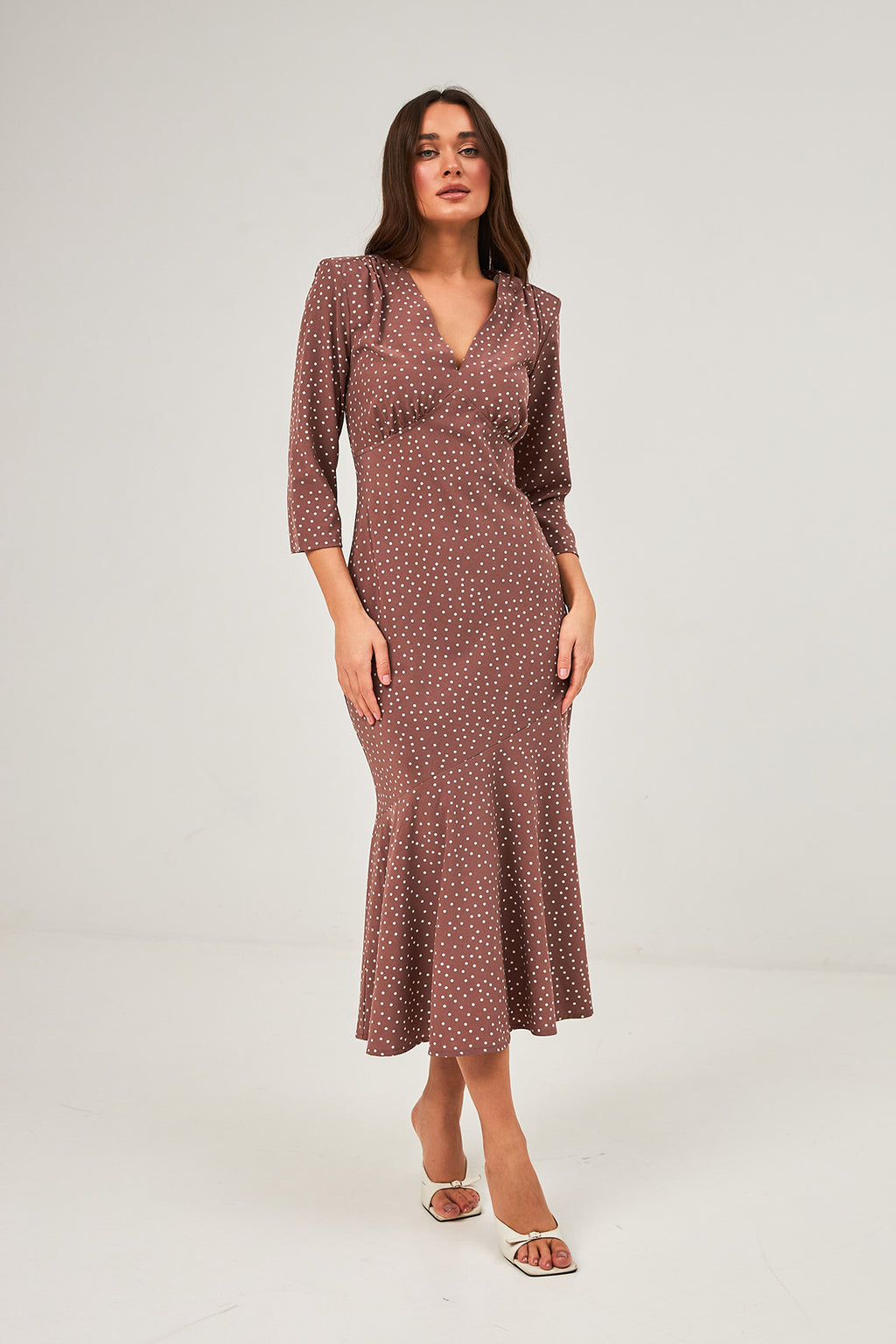 Rochie midaxi de ocazie cu buline
