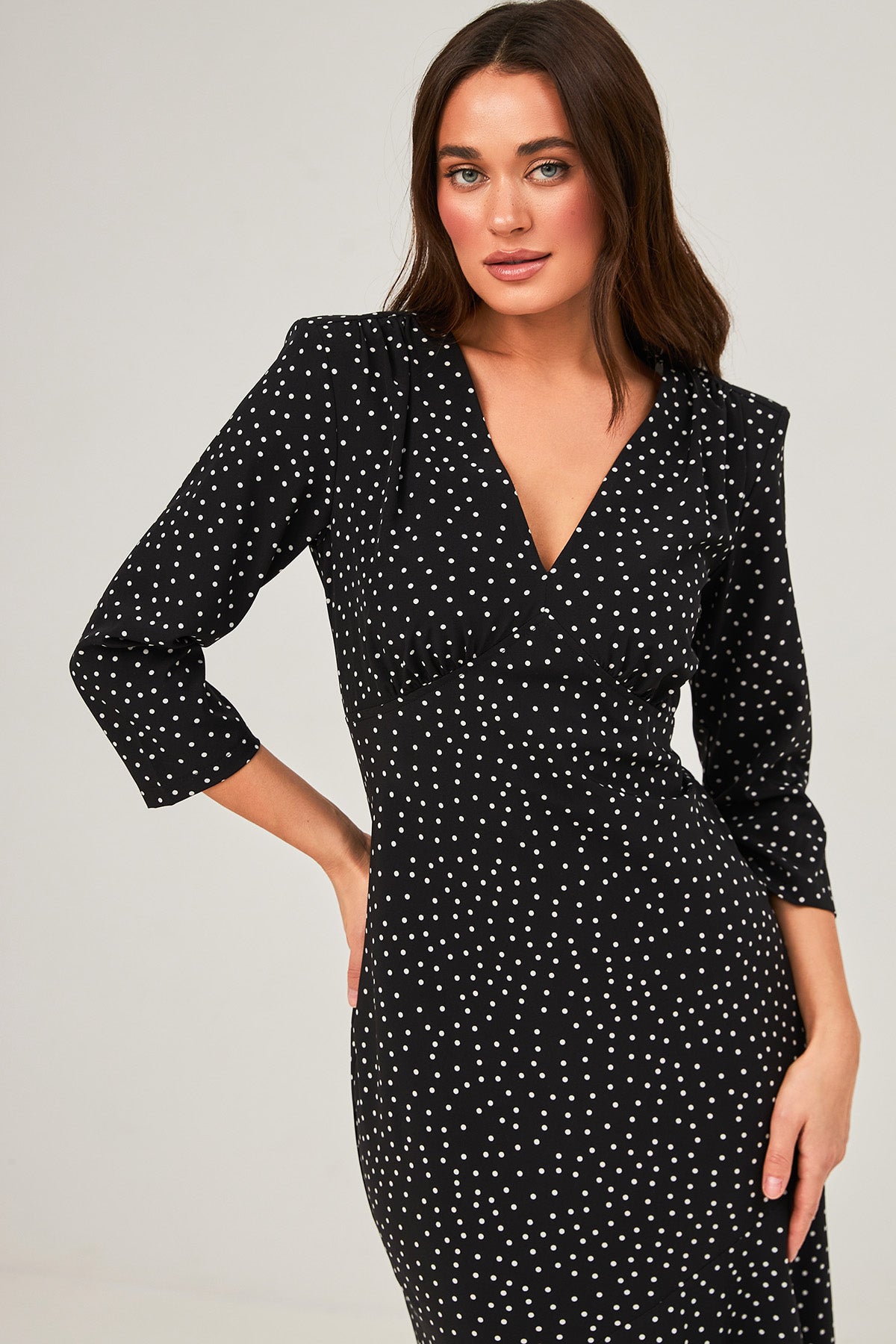 Rochie midaxi de ocazie cu buline